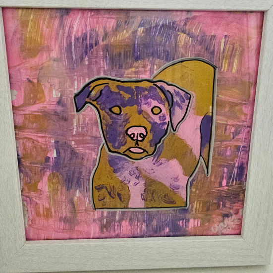 Honey Bee is a sweet girl that gets into everything. We captured both features in this painting.