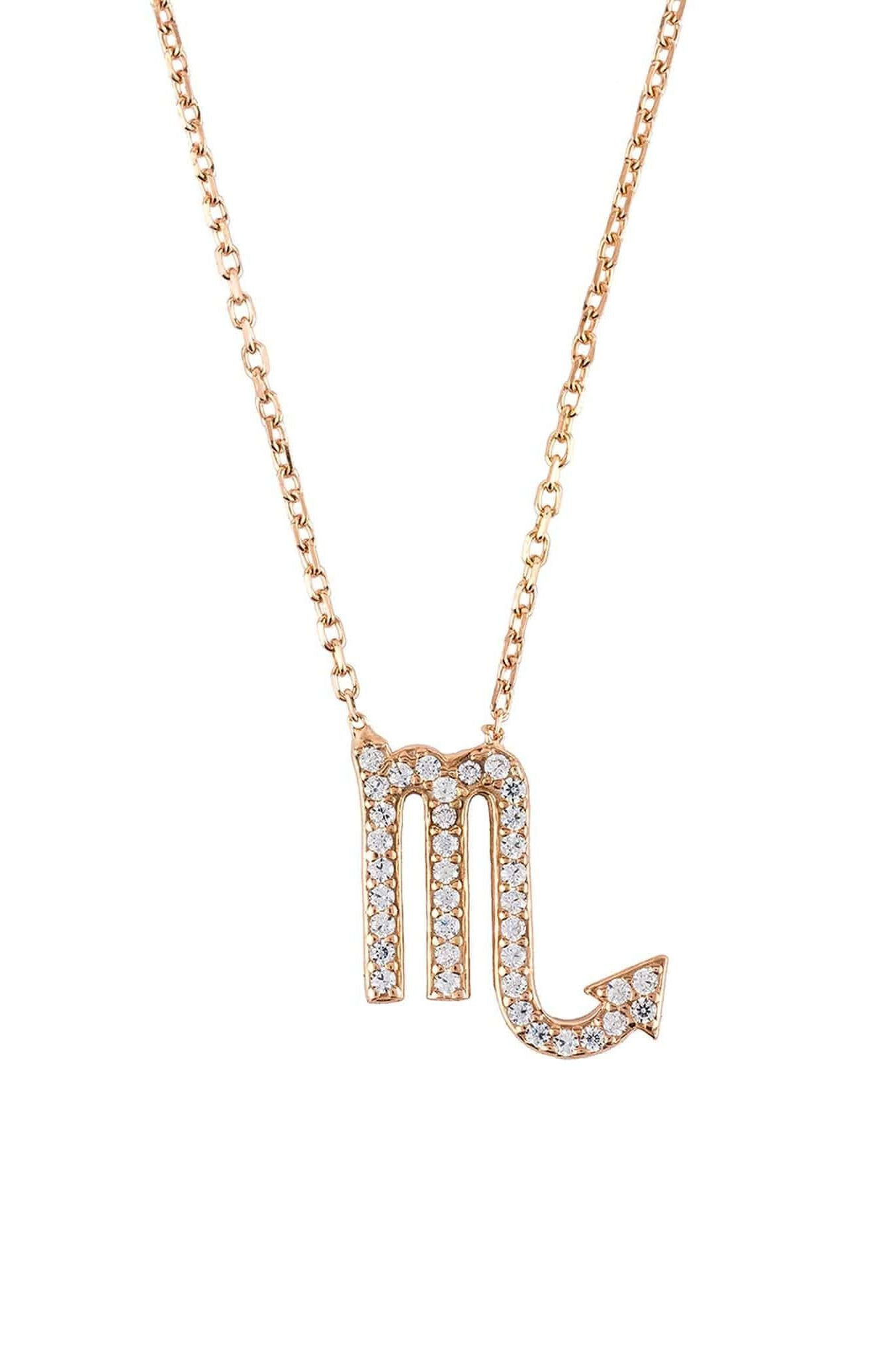 Zodiac Star Sign Pendant Necklace Rose Gold Scorpio
