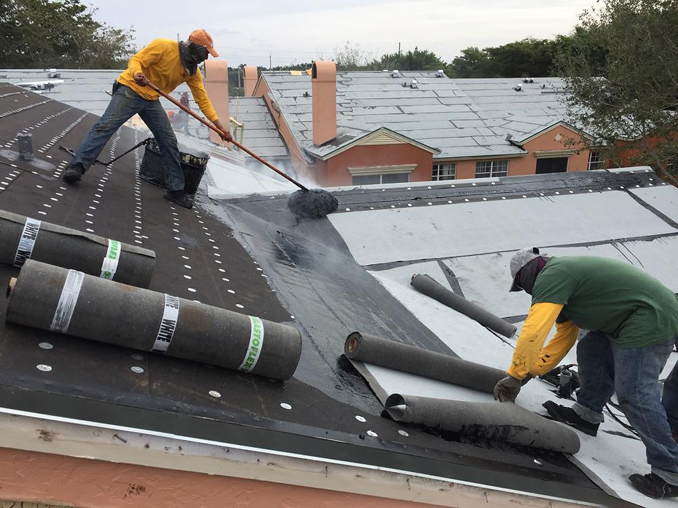 ROOF TAR MOP IN PROGRESS WEST PALM BEACH