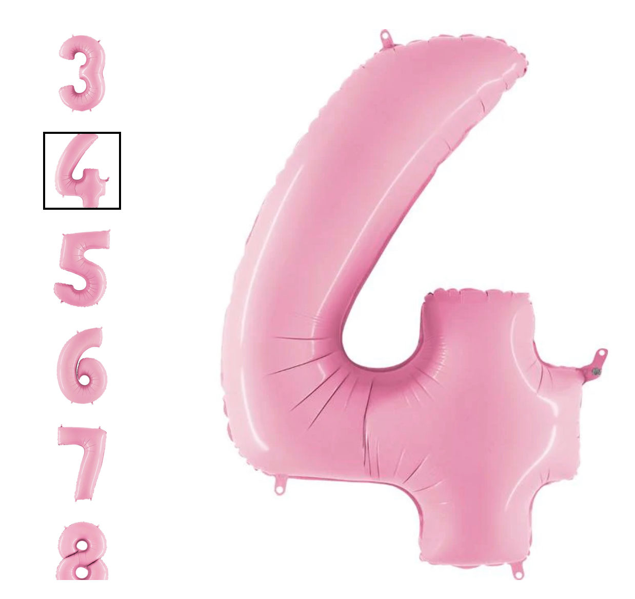 Giant Number Balloon - Pastel Pink - with Helium