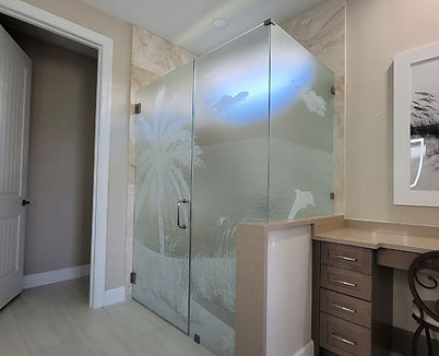 Custom glass window film decorative etched design