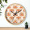 Thumbnail: Colorful wall clock featuring a geometric floral pattern in shades of orange, pink, and purple.