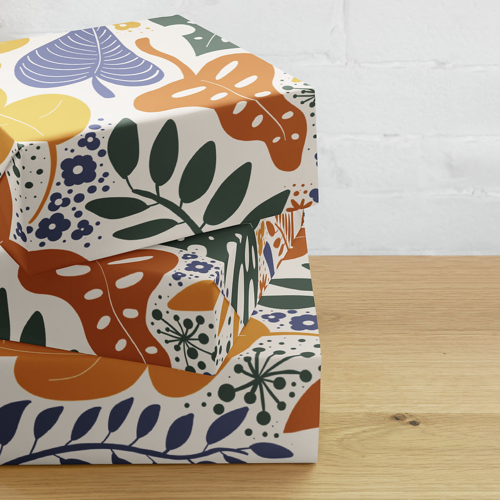 Colourful Floral Wrapping Paper with Botanical Design