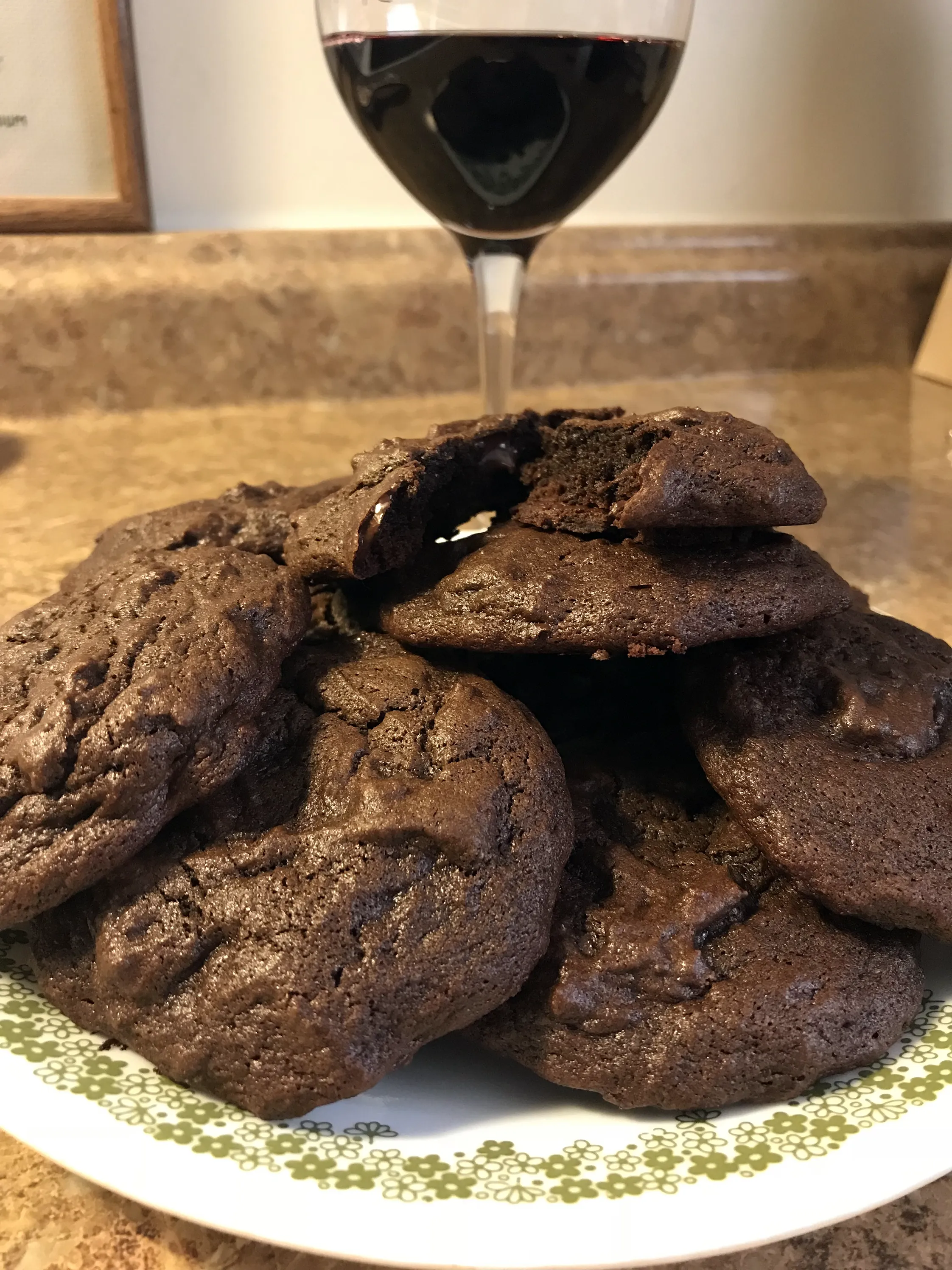 Decanted Desserts red wine double chocolate chip cookies