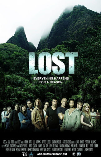 lost film afişi baş karakterler birlikte dağın önündeler beyaz yazılarla dizinin ismi yazıyor yeşil arka planın önünde
