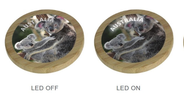 Thumbnail: LED Bamboo Wireless Charger Koala and Joey design