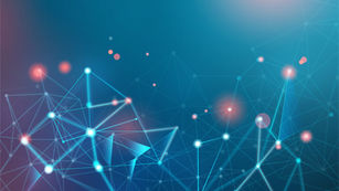 Abstract network of connected nodes on a blue background, illustrating a website as a living digital system built for continuous growth and optimization.