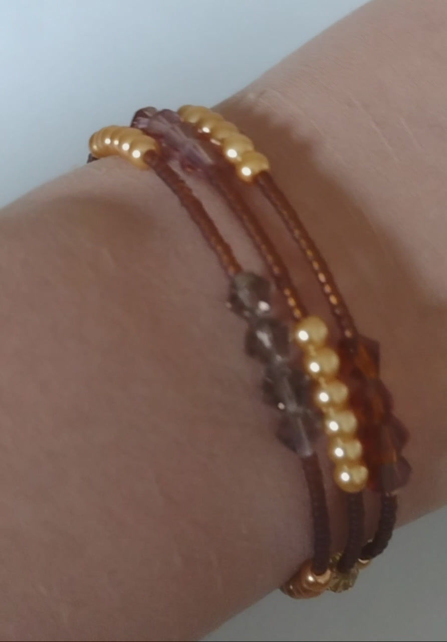Thumbnail: Rootbeer Memory Wire Bangle with Earrings