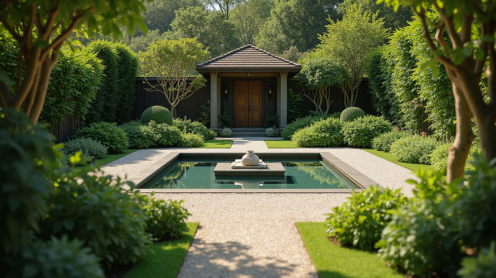 High angle view of a tranquil garden at a therapy retreat