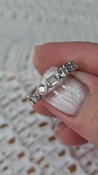Thumbnail: Fancy diamonds ring 14k white gold 