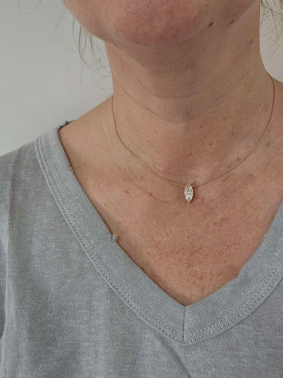 תמונה ממוזערת: Emily pendant 2ct marquis lab diamond in 14k rose gold
