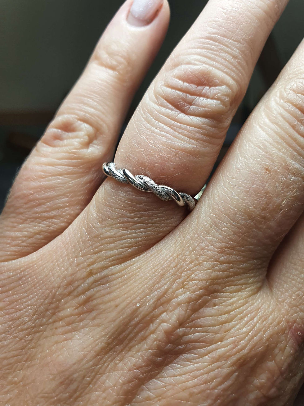 Thumbnail: 14k white gold twist wedding ring