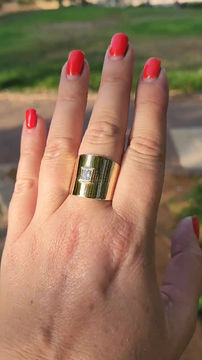 Thumbnail: Sleek 14K Yellow Gold Ring with Princess-Cut CVD Lab Diamond