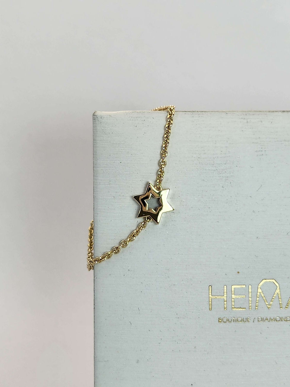 Thumbnail: 14k gold Star of David bracelet