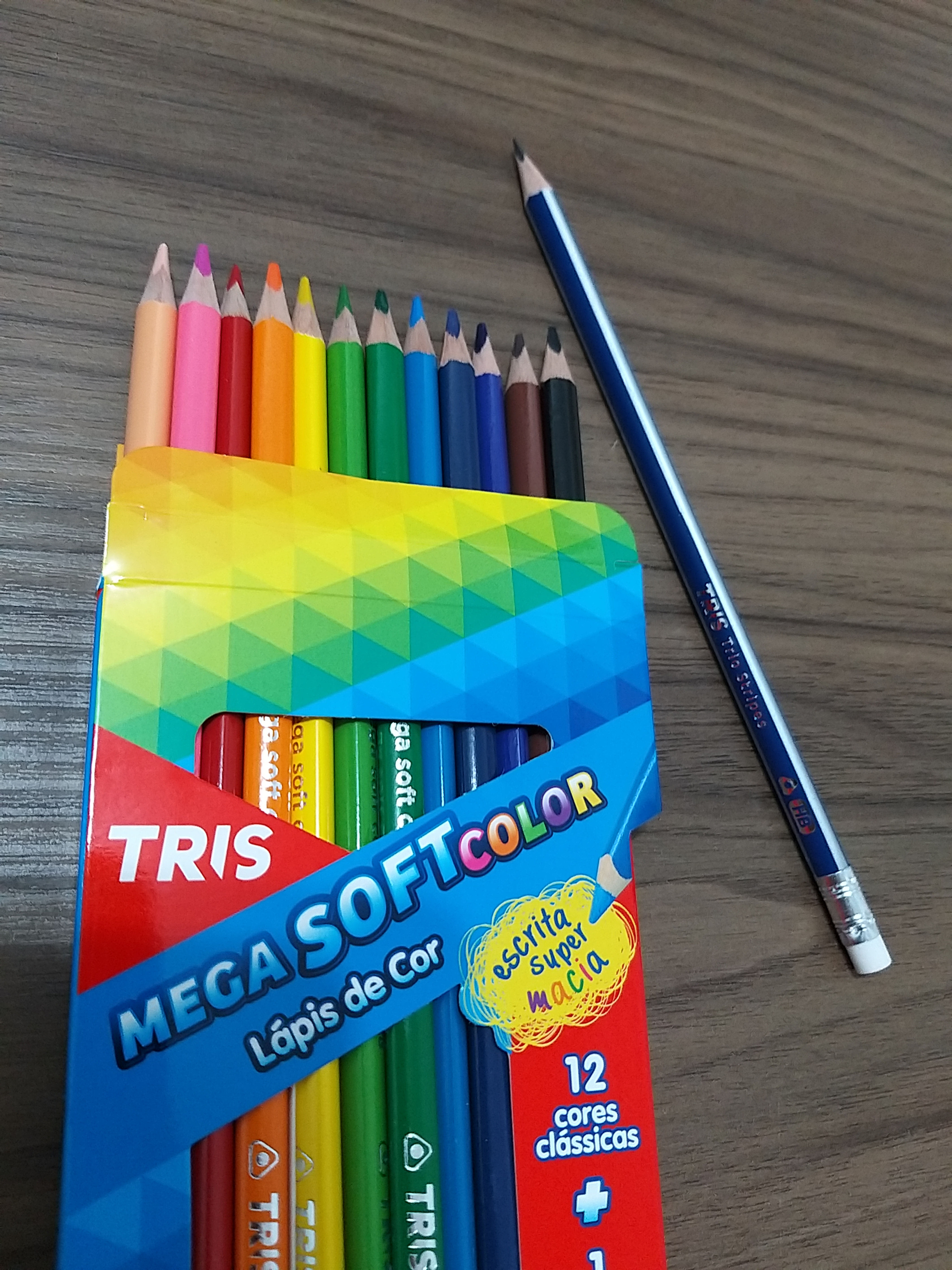 Conjunto 12 Lápis de Cor + Lápis HB com borracha + Apontador