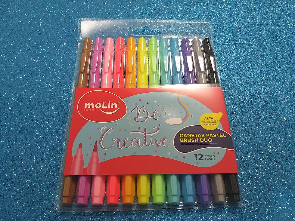 Conjunto de Canetas pastel BRUSH DUAL POINT MOLIN c/ 12 CORES