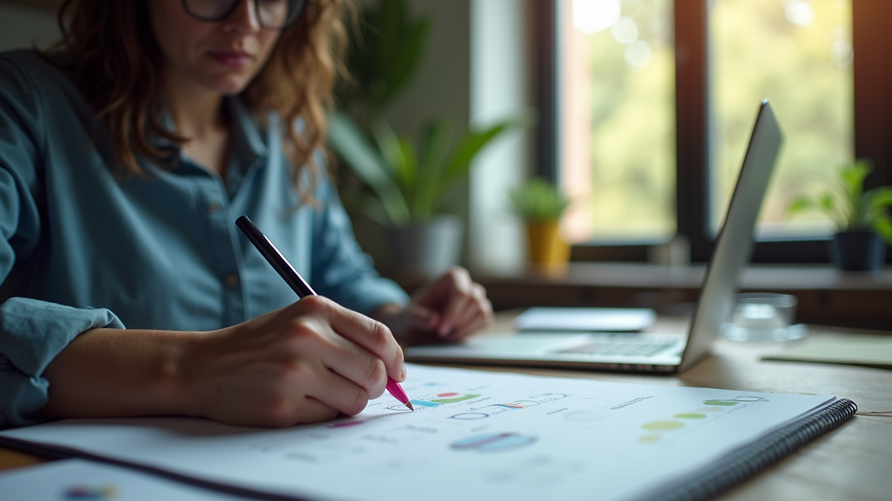 Eye-level view of a UX/UI designer working on an emotional design project