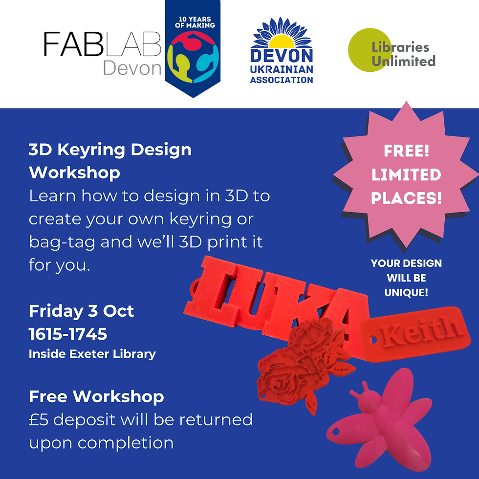 3D Keyring Design Workshop with FabLab Devon