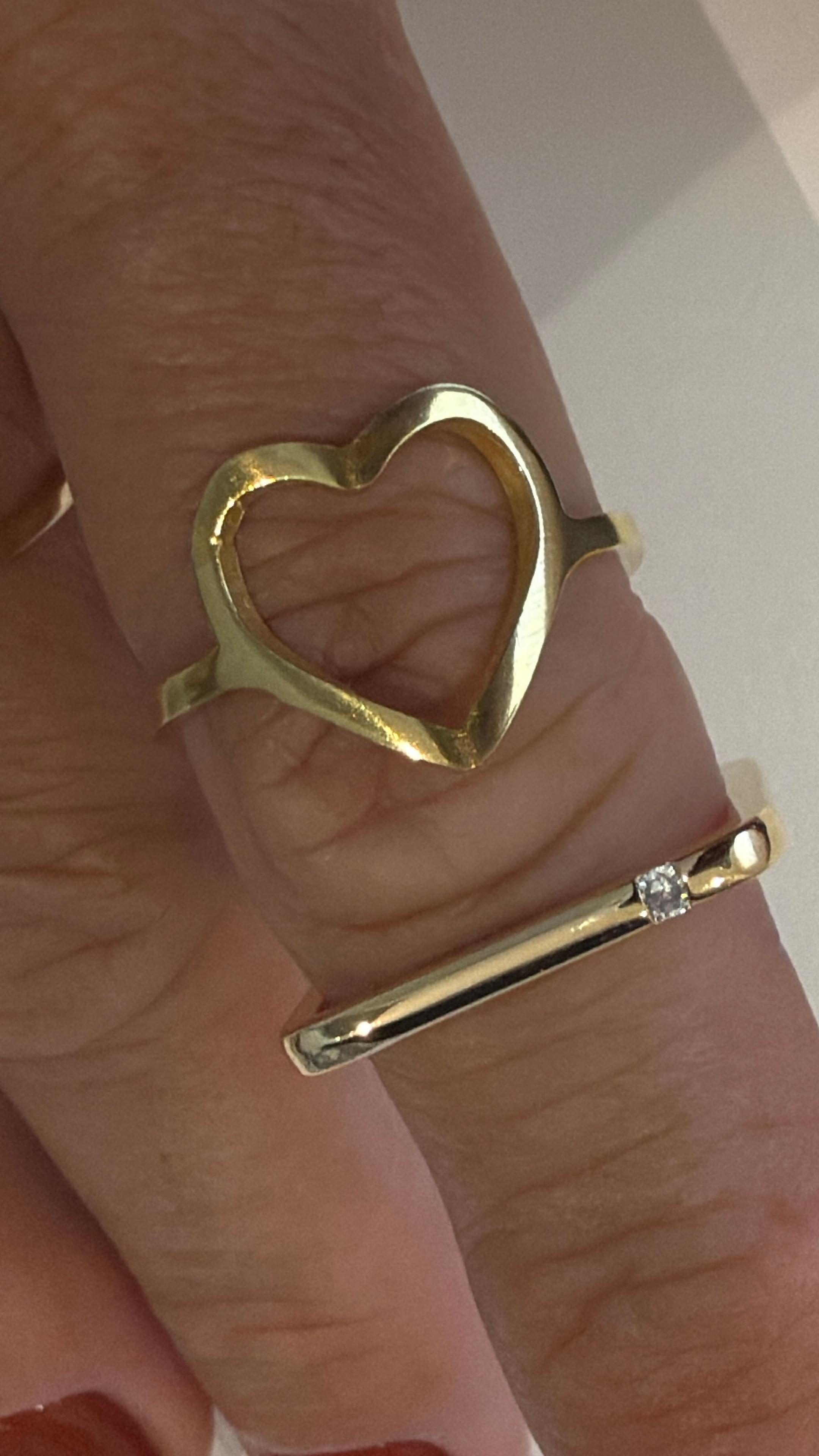 Anel coração vazado banho 18k