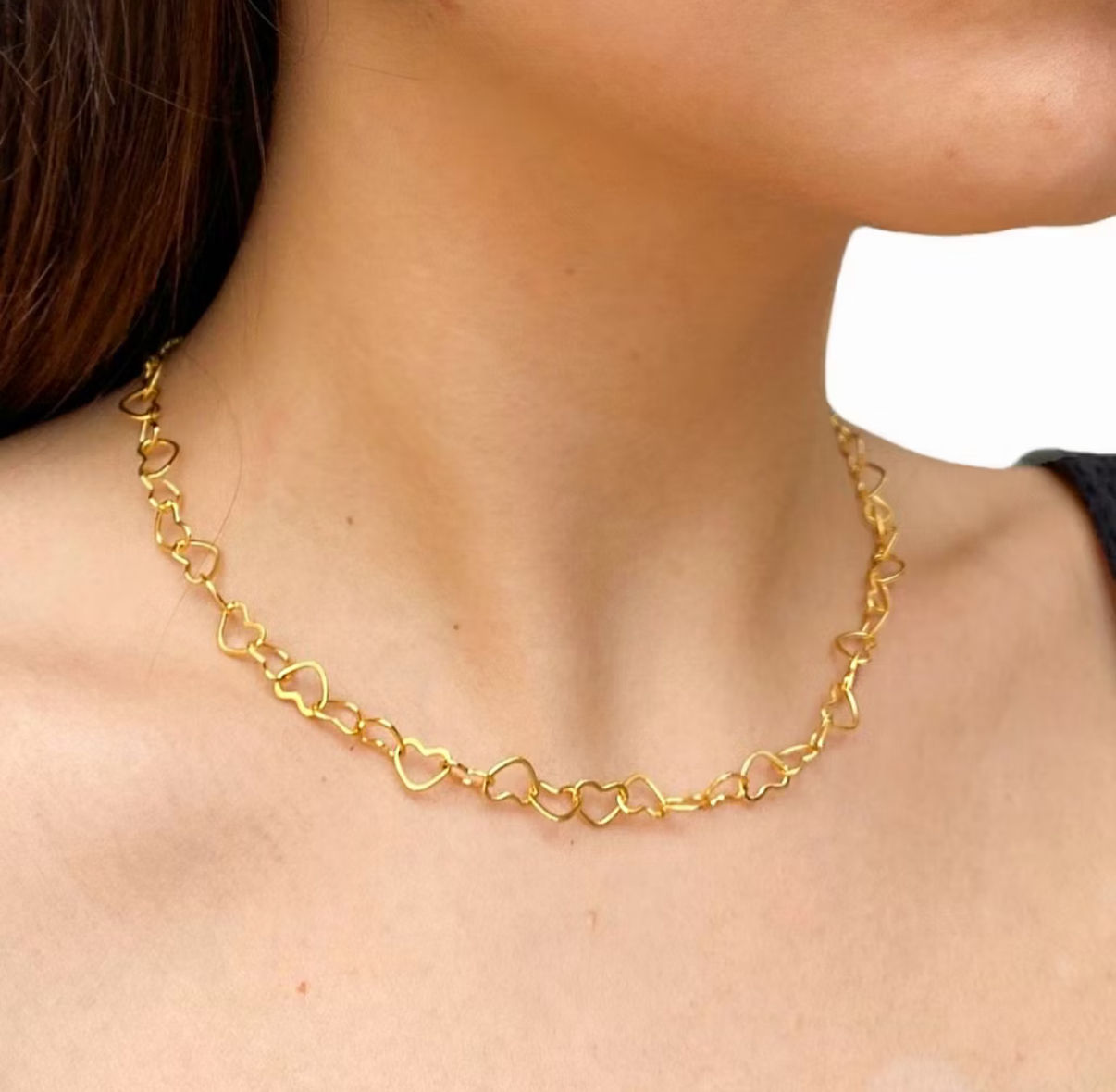 Colar corações vazados banho 18k