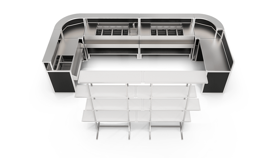 bar componibile a forma di U, ideale per barman professionisti