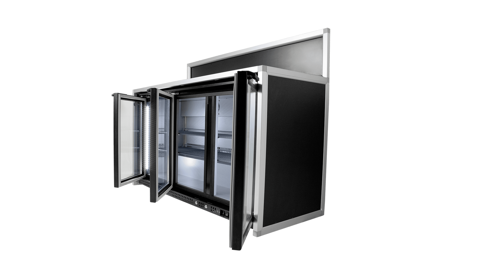 Barra de Bar Refrigerada de 150 cm con iluminación LED integrada, puertas y sistema de ventilación R