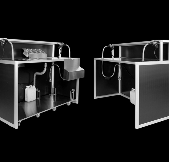 Bancone bar con pistole soda gun trasportabile e fisso da 150 cm per eventi, bar, festival e catering