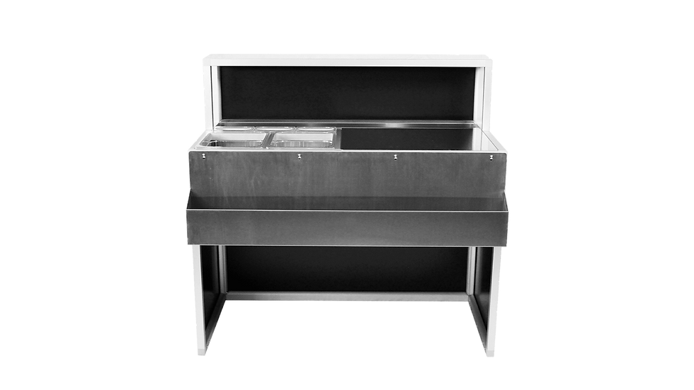 Thumbnail: Personalized bar with Ice drain grates, Stainless steel Work tops, Cocktail bar for bartenders, School american bartending