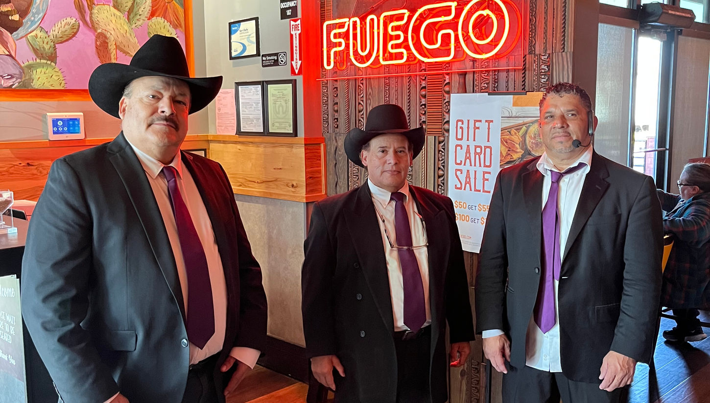 Trio Mariachi Tepatitlan performs at Mas Fuego in Fremont, CA