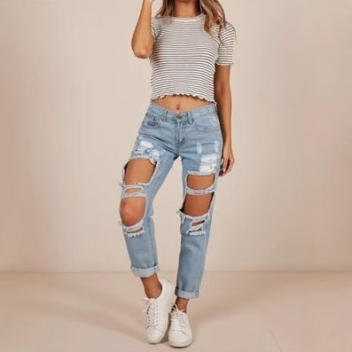 Ripped Straight-leg Jeans