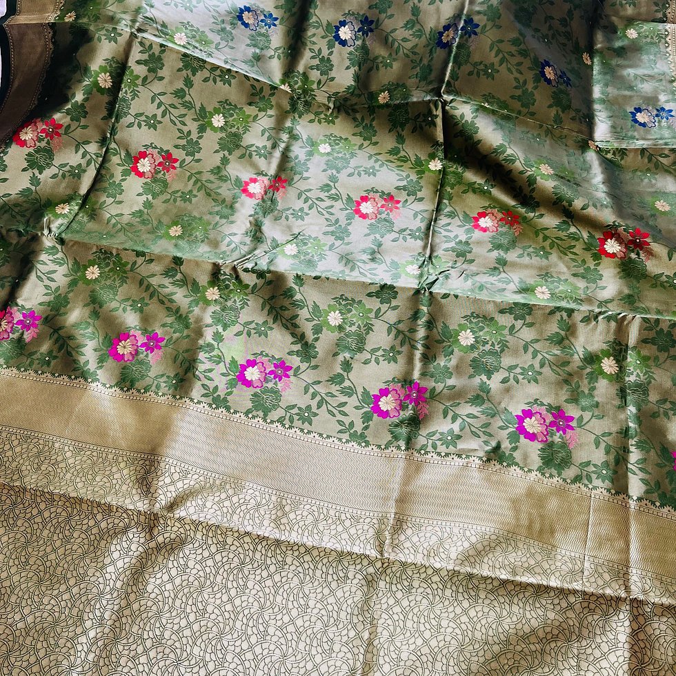 Thumbnail: Katan Silk flower print work Saree