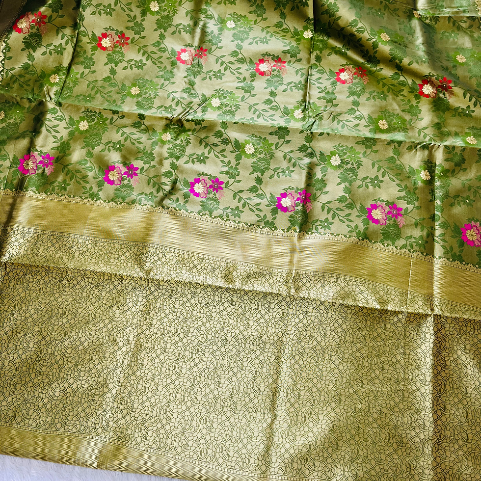 Thumbnail: Katan Silk flower print work Saree