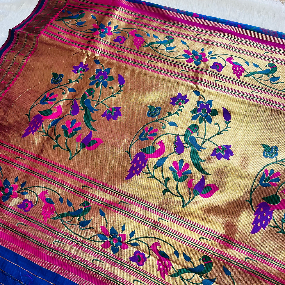 Thumbnail: Katan Silk Paithani peacock Saree