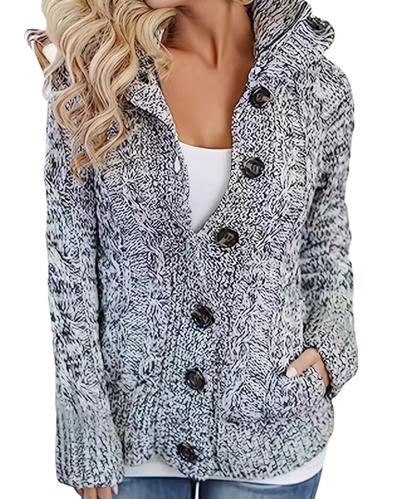 Cable Knit Button Down Hooded Cardigan Universe Beauties