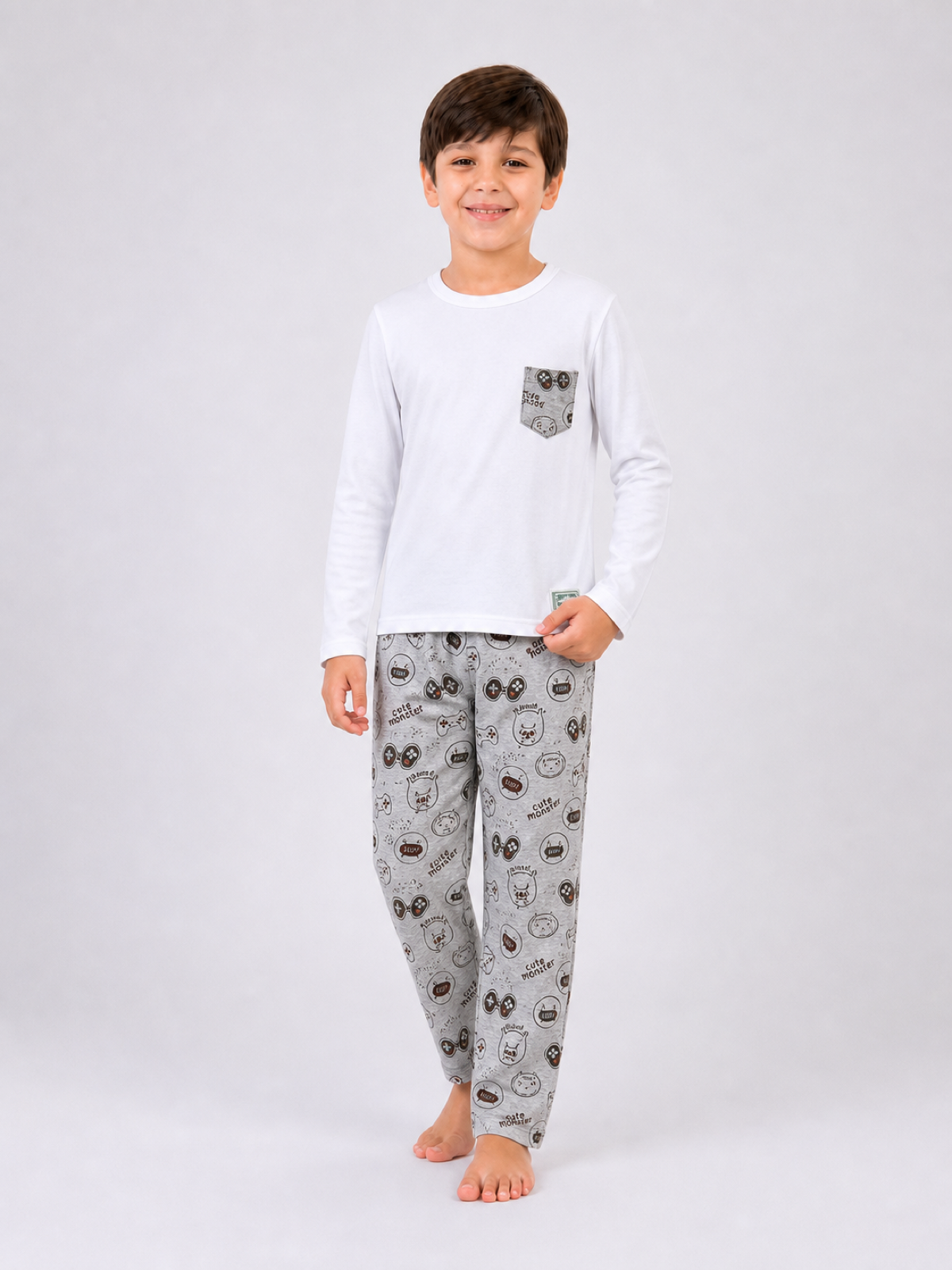 Pijama Malha Game Cinza