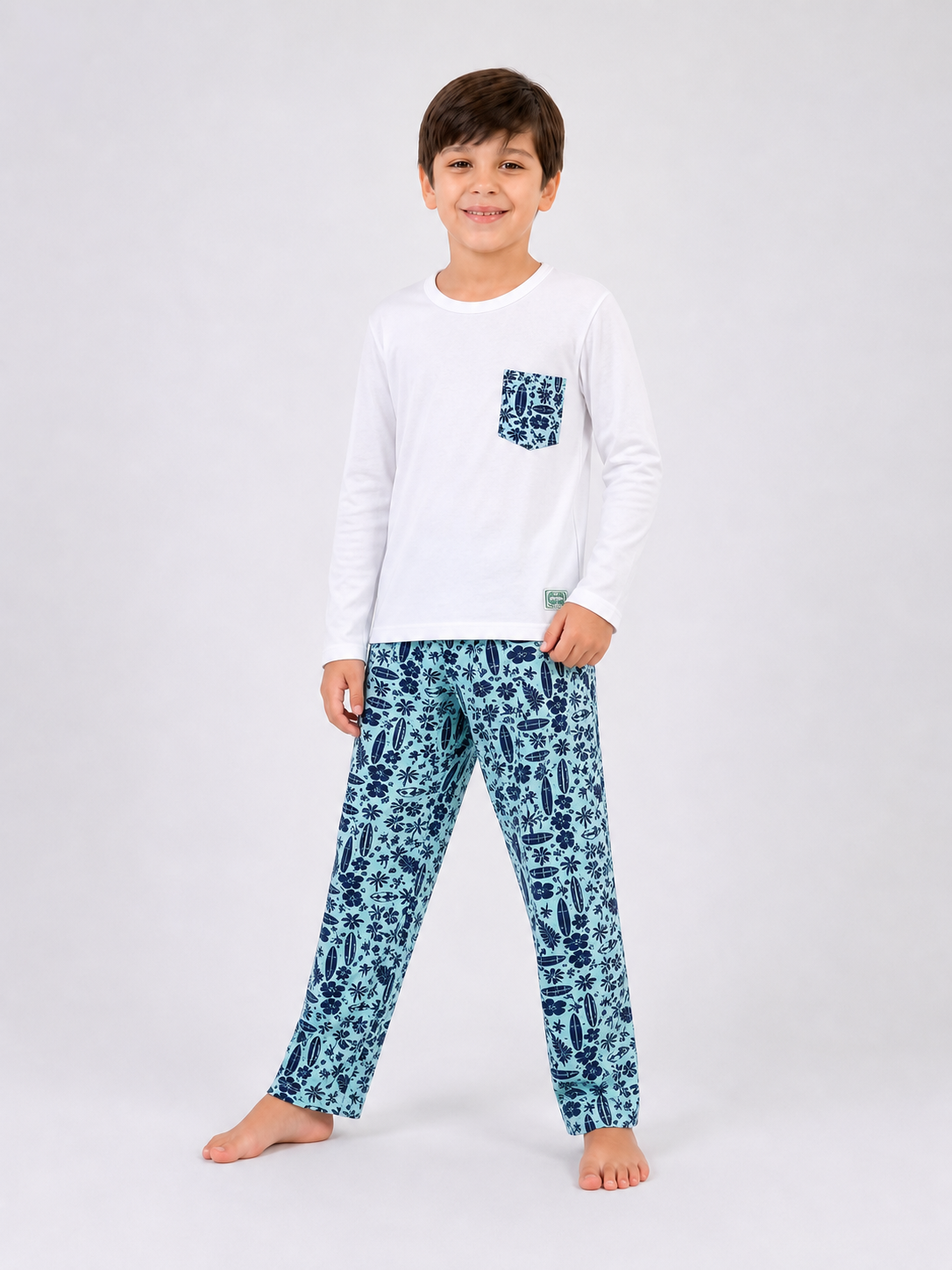 Pijama Longo Prancha Surf azul