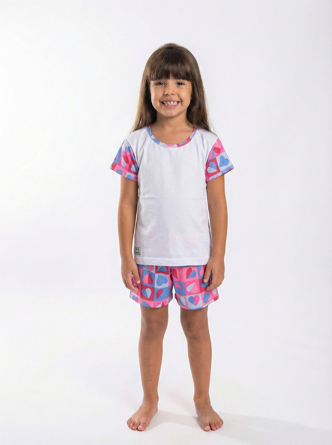 Pijama Curto Corações Coloridos