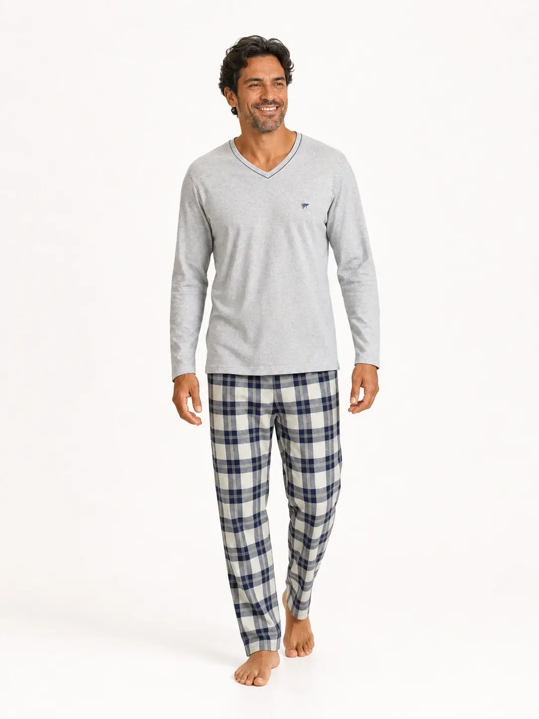Pijama Masculino Moletinho Mescla Xadrez