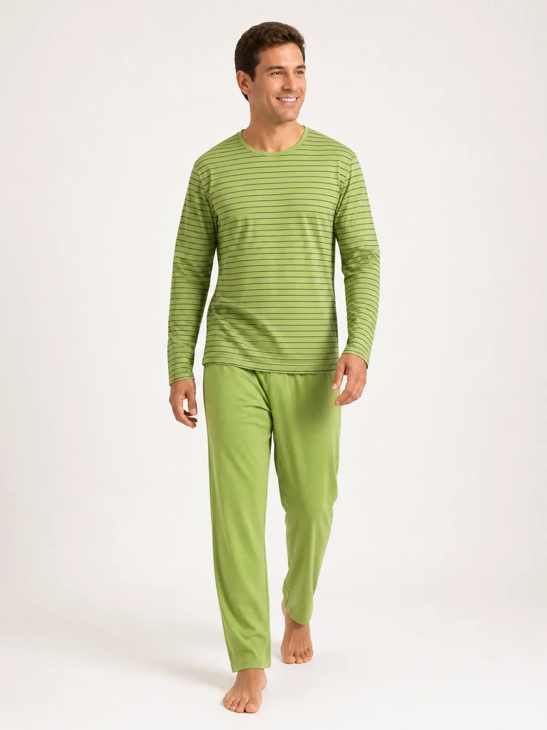 Pijama Masculino Longo Verde Listrado