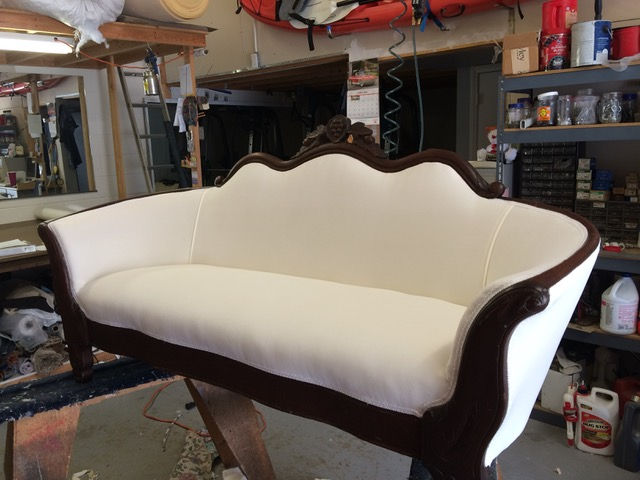 Antique velvet white sofa _ Ol'SAW vintage rentals