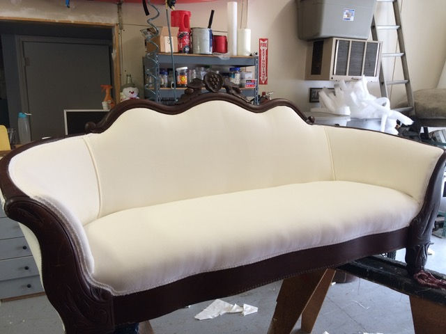 Antique velvet white sofa _ Ol'SAW vintage rentals