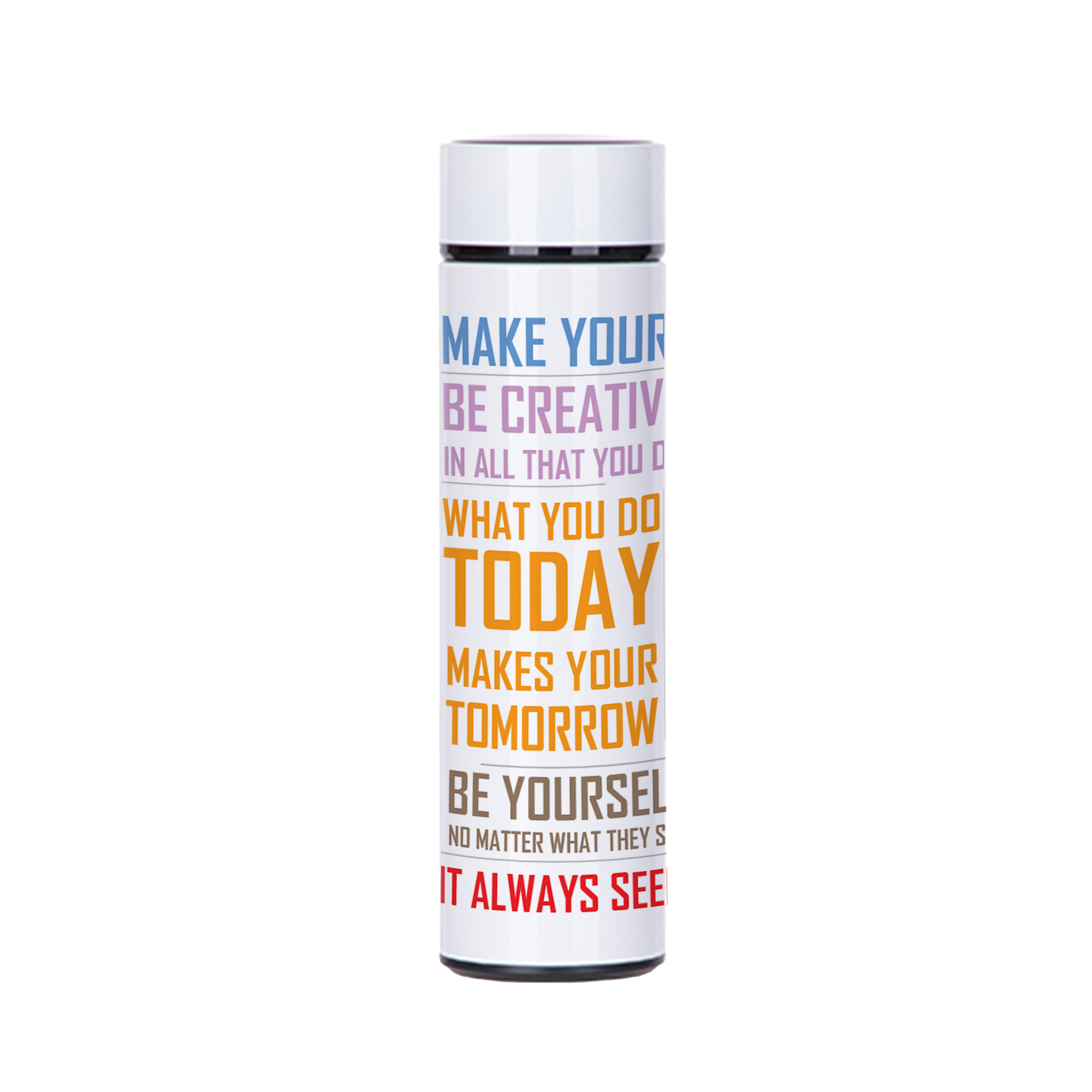 Motivational Quotes Candy Theme LED Temperature Bottle