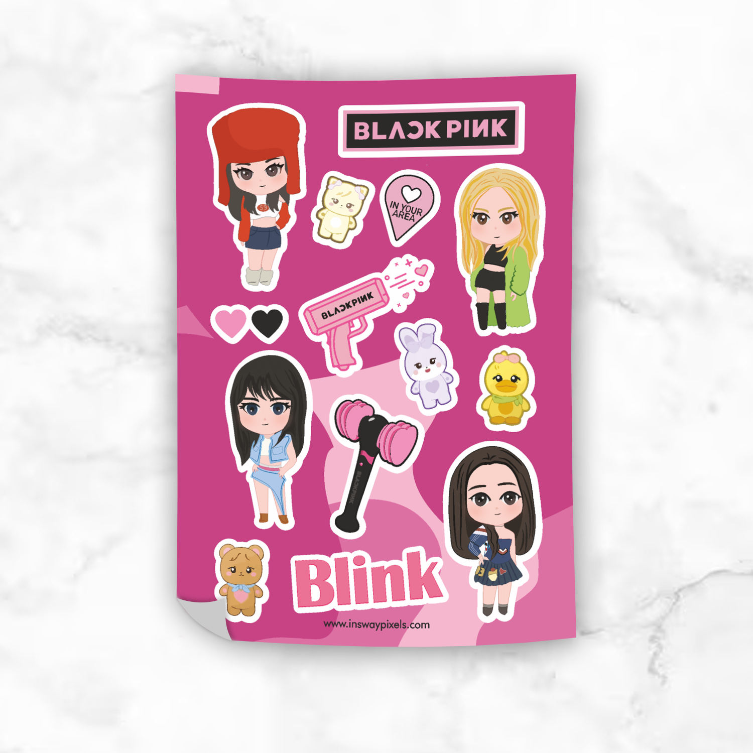 Black Pink CHibbi stickers for phone, laptop, vinyl stickers