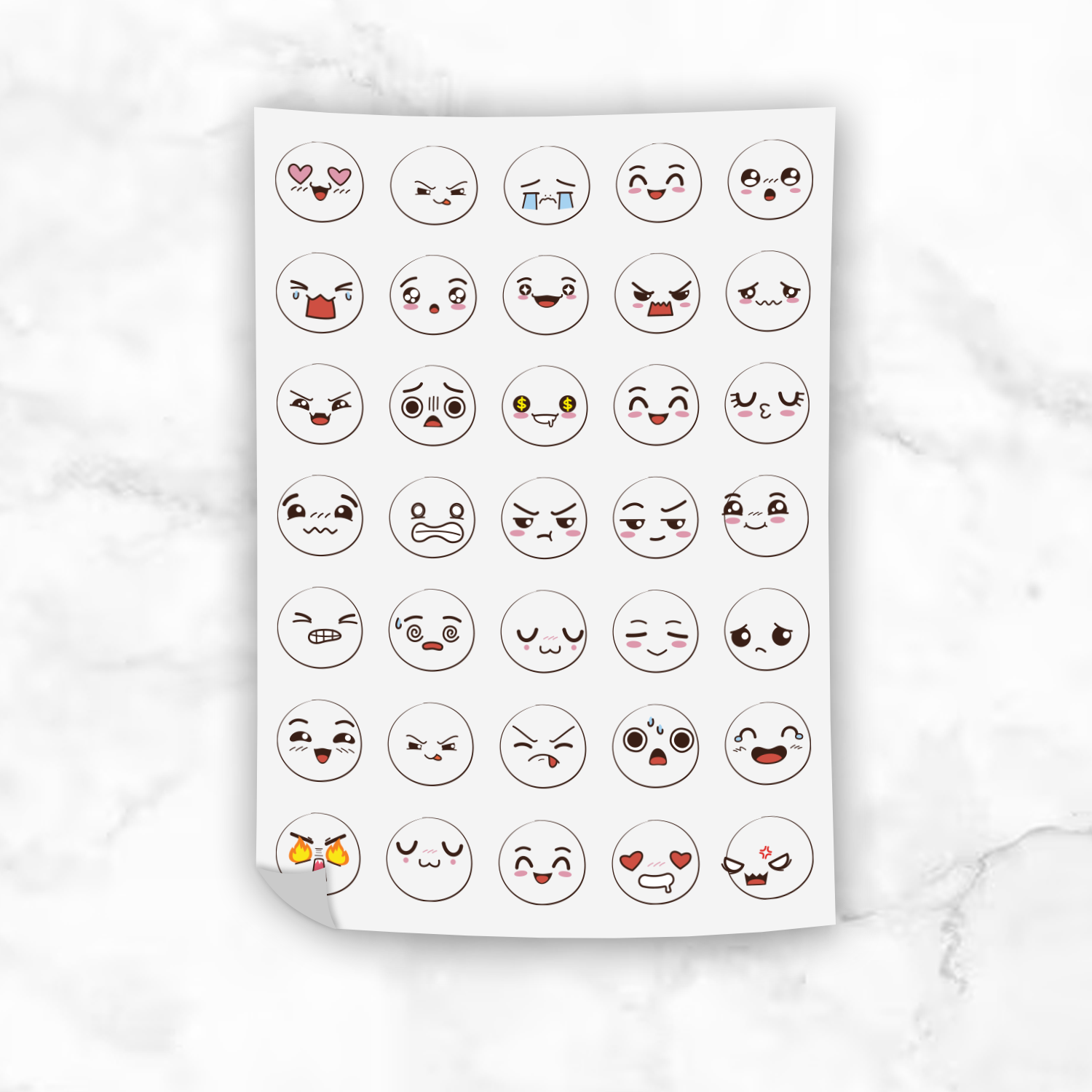 Transparent Annotation and Journaling, Emoji stickers | A6 sticker sheet
