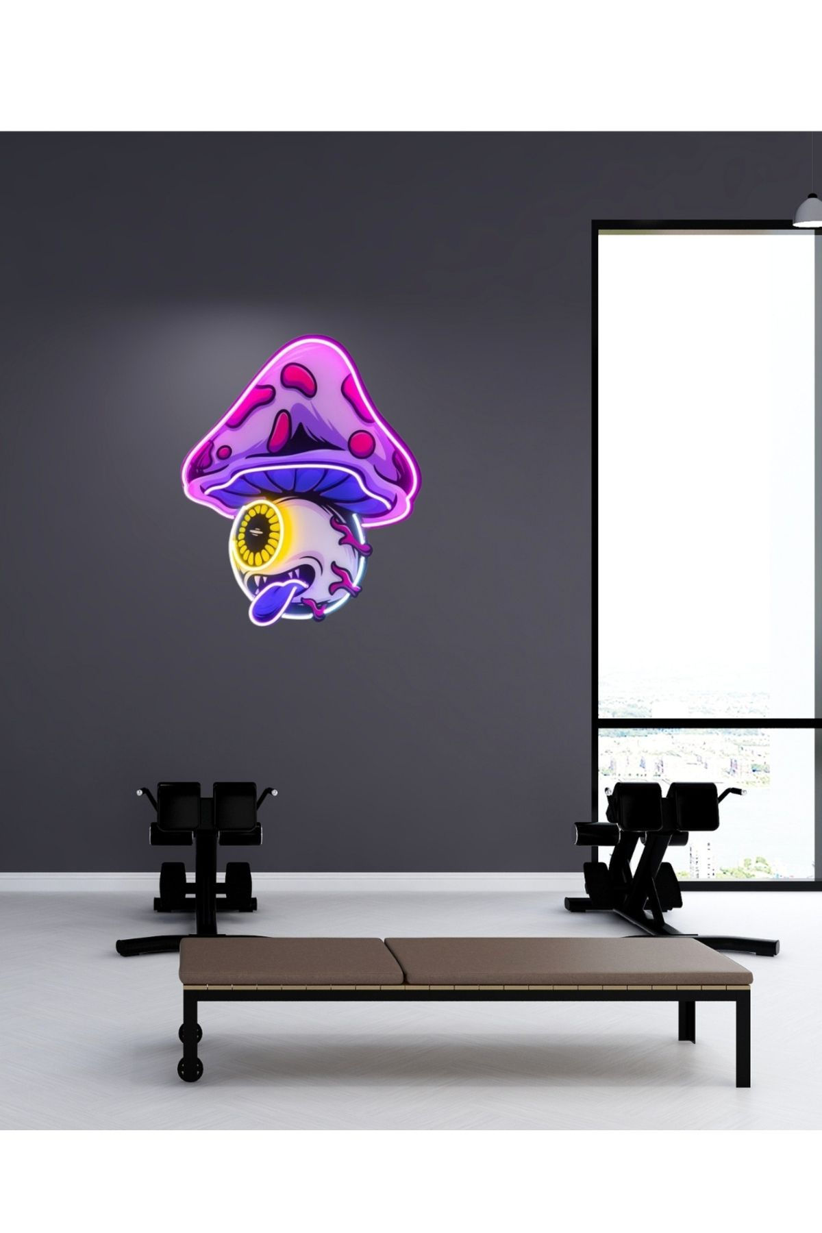 Zombie Mushroom Neon Sign with UV Print for Themed Decor