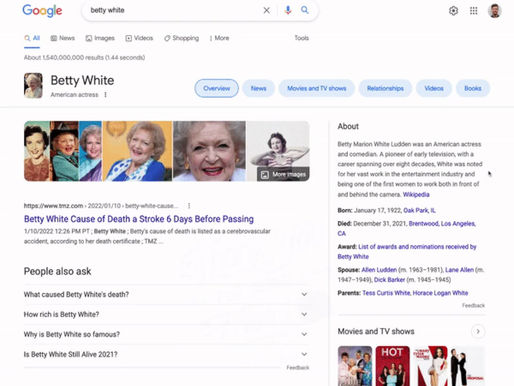 Google Celebrates Betty White's Birthday with Easter egg