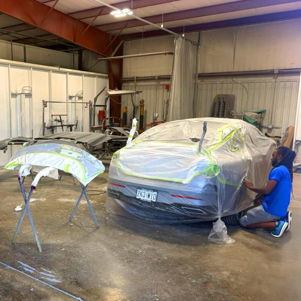 Car masked for paint