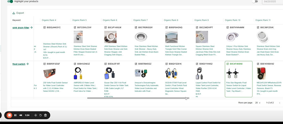 SellerMate.AI Live Ads Keyword Tracking Tool