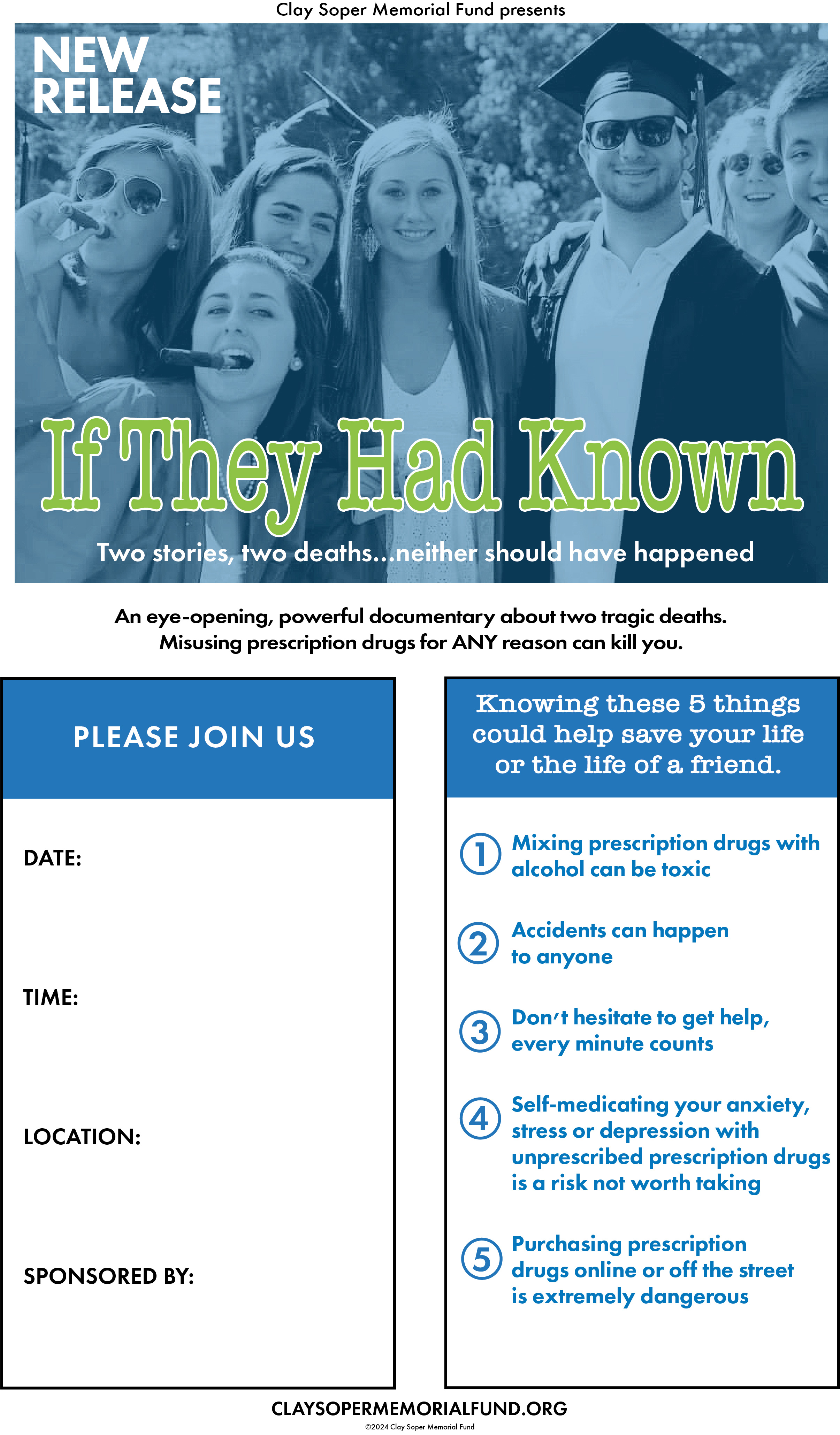 Clay Soper Memorial Fund, If They Had Known, Clay Soper Accidentally Died, Party Xanax Alcohol, Drug Prevention Documentary P