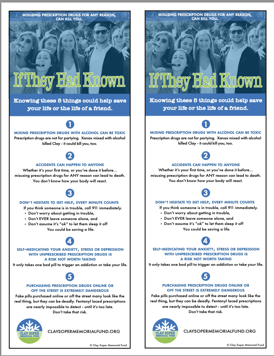 Clay Soper Memorial Fund, If They Had Known, Clay Soper Accidentally Died, Party Xanax Alcohol, Drug Prevention Documentary P